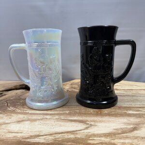 Vintage - Federal Glass - Opalescent - Milk Glass - "Old World" "Tavern Scene"